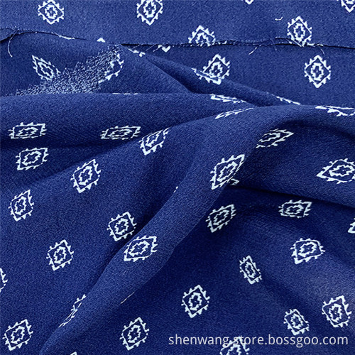Blue Cheap 100% Rayon Printed Dress Woven Fabric